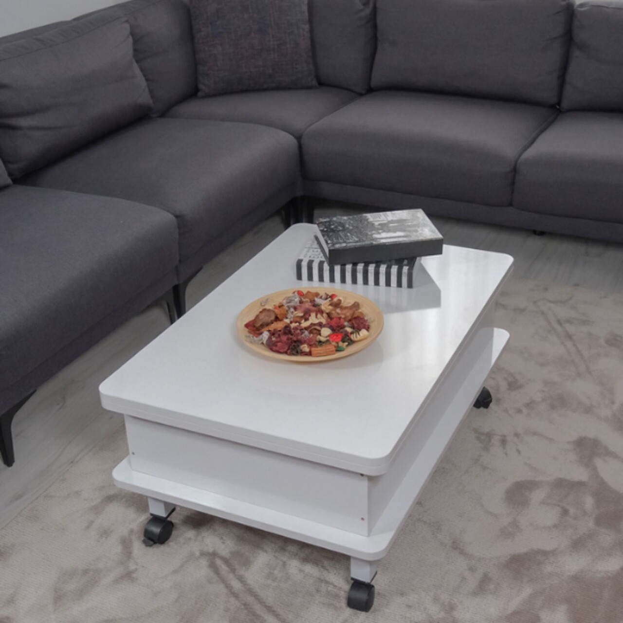 Masuta de cafea, Hanah Home, Helsinki, 90x40x60 cm, PAL, Alb - imagine 7